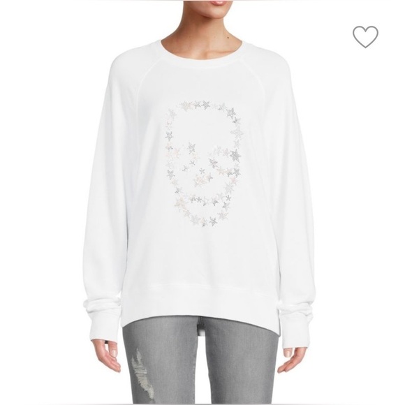 Zadig and Voltaire Upper Skull Star Studded Sweatshirt White - Picture 6 of 12